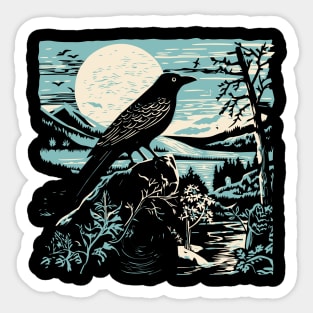 Lino Cut Bird Sticker